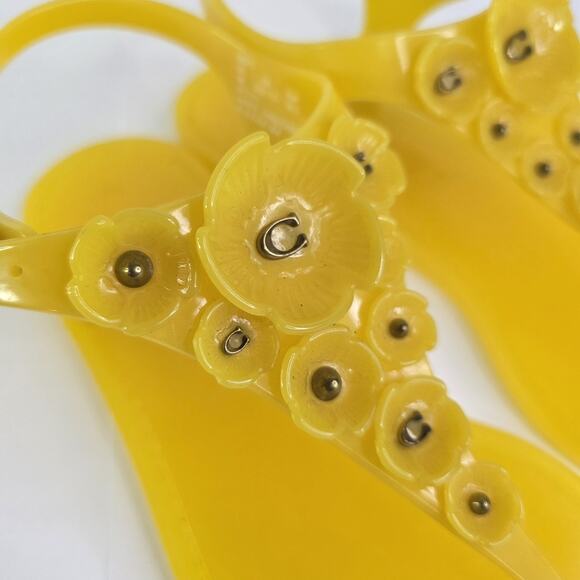 Coach Women's 6B Tea Rose Sandal Flowers Jelly Thong Slingback Yellow - Picture 2 of 12